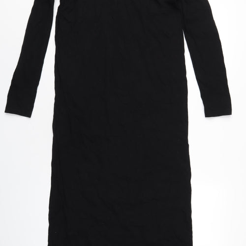 ASOS Womens Black Cotton Maxi Size 8 Round Neck Pullover