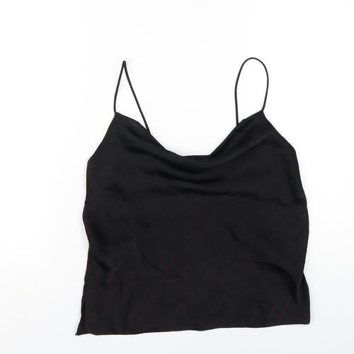 New Look Womens Black Polyester Camisole T-Shirt Size 8 Cowl Neck