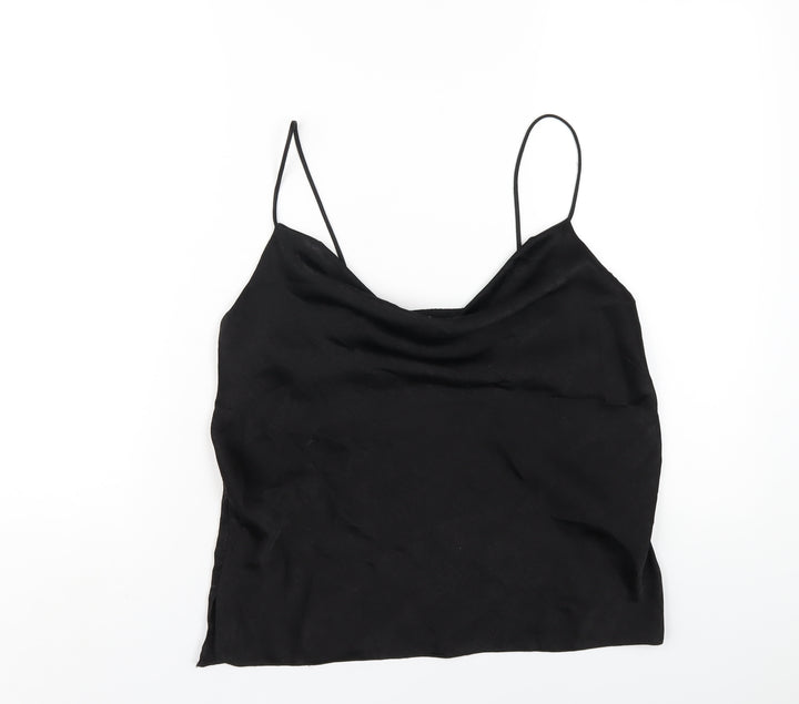 New Look Womens Black Polyester Camisole T-Shirt Size 8 Cowl Neck