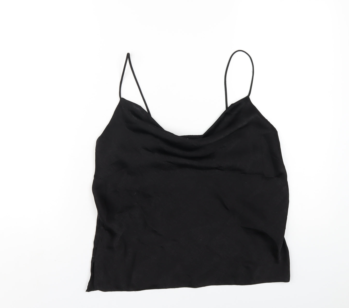 New Look Womens Black Polyester Camisole T-Shirt Size 8 Cowl Neck