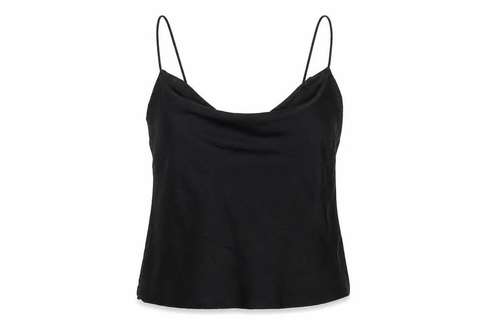 New Look Womens Black Polyester Camisole T-Shirt Size 8 Cowl Neck