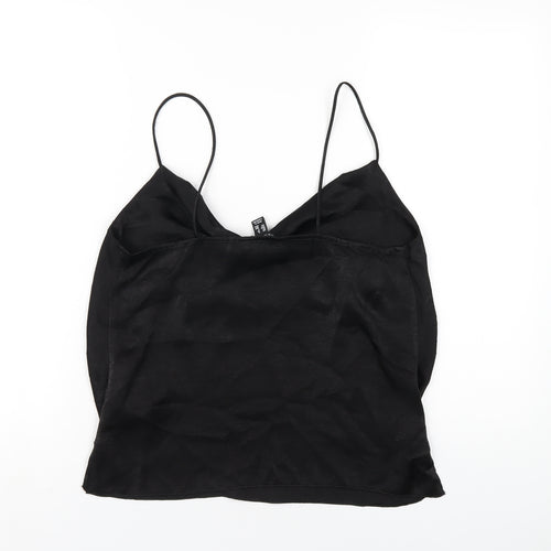 New Look Womens Black Polyester Camisole T-Shirt Size 8 Cowl Neck