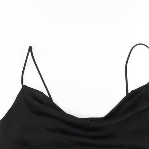 New Look Womens Black Polyester Camisole T-Shirt Size 8 Cowl Neck
