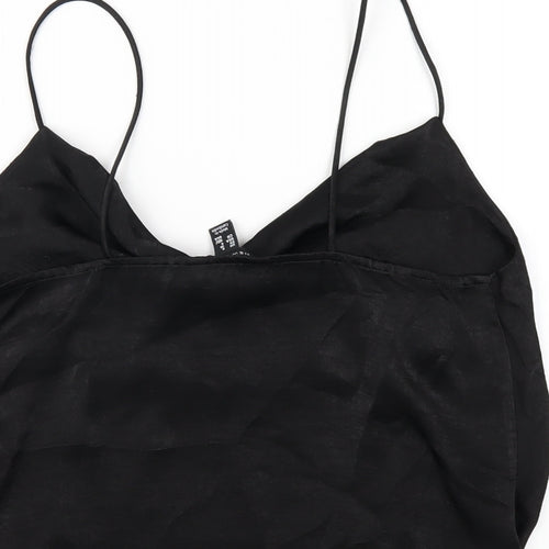 New Look Womens Black Polyester Camisole T-Shirt Size 8 Cowl Neck