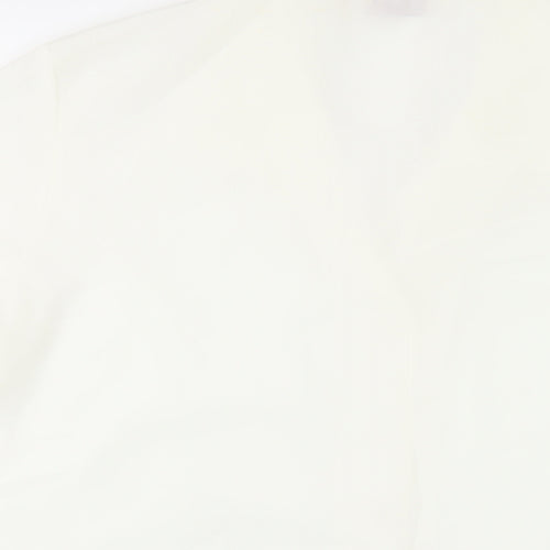 EWM Womens Ivory Polyester Basic Button-Up Size 20 Collared