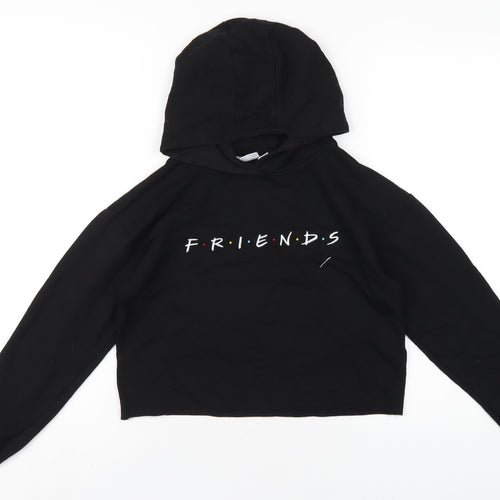 Friends Girls Black Cotton Pullover Hoodie Size 11-12 Years Pullover - Friends Logo