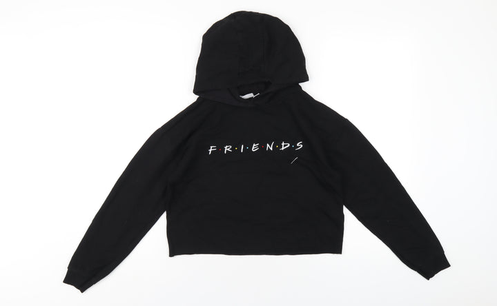 Friends Girls Black Cotton Pullover Hoodie Size 11-12 Years Pullover - Friends Logo