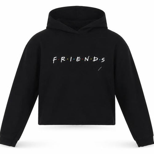 Friends Girls Black Cotton Pullover Hoodie Size 11-12 Years Pullover - Friends Logo