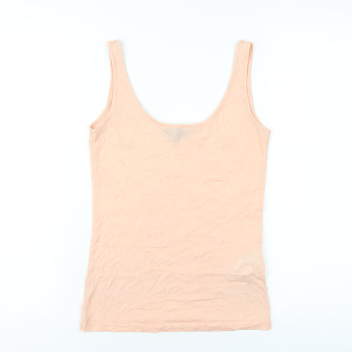 Warehouse Womens Pink Polyester Basic Tank Size 8 Scoop Neck