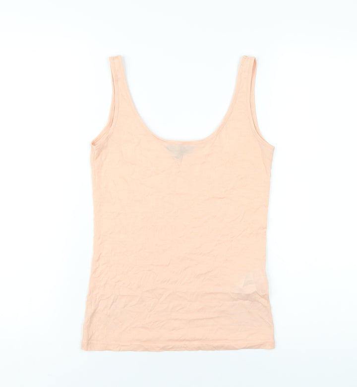 Warehouse Womens Pink Polyester Basic Tank Size 8 Scoop Neck