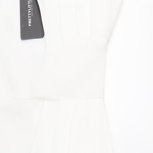 PRETTYLITTLETHING Womens White Polyester Bodycon Size 8 One Shoulder Pullover