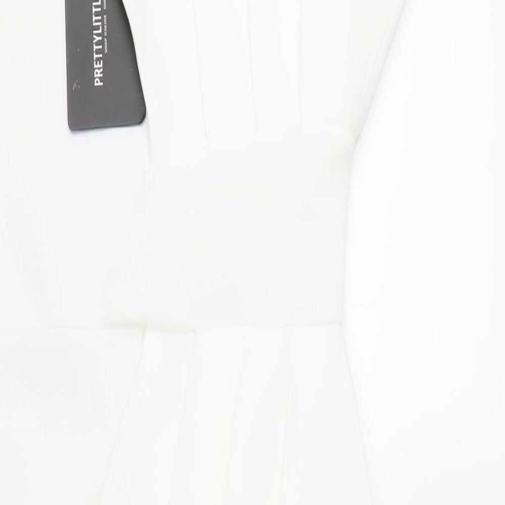 PRETTYLITTLETHING Womens White Polyester Bodycon Size 8 One Shoulder Pullover