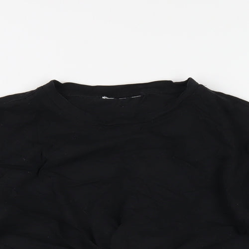 Topshop Womens Black Cotton Cropped T-Shirt Size 8 Round Neck