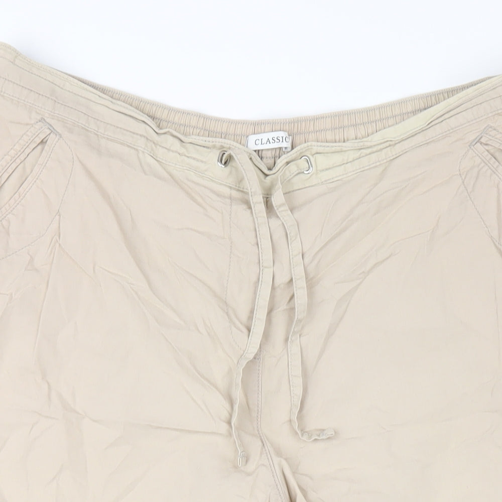 Classic Womens Beige Cotton Capri Trousers Size 18 L20 in Regular Drawstring