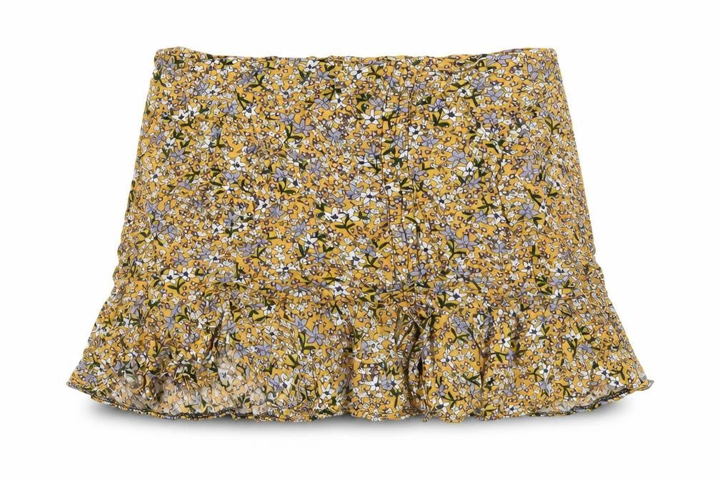 Kiss the Sky Womens Yellow Floral Viscose A-Line Skirt Size XS Zip