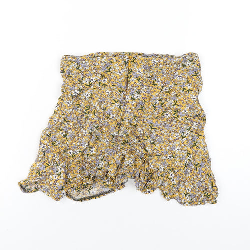 Kiss the Sky Womens Yellow Floral Viscose A-Line Skirt Size XS Zip