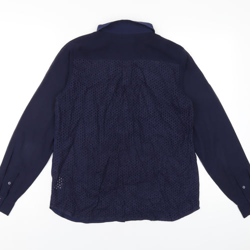 French Connection Womens Blue Polyester Basic Button-Up Size 10 Collared