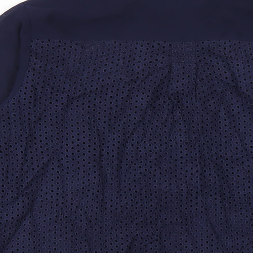 French Connection Womens Blue Polyester Basic Button-Up Size 10 Collared