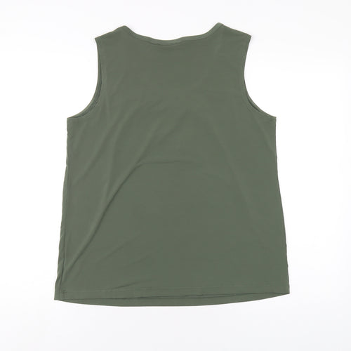 Susan Graver Womens Green Polyester Basic Tank Size S Scoop Neck