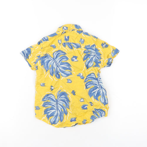 NEXT Boys Yellow Floral Cotton Basic Button-Up Size 3 Years Collared Button