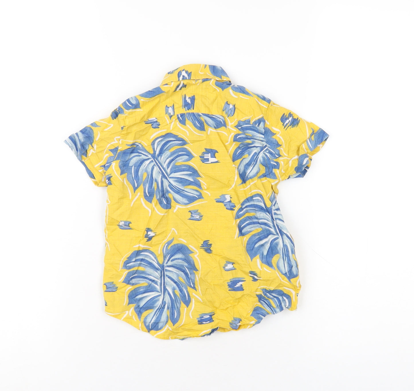 NEXT Boys Yellow Floral Cotton Basic Button-Up Size 3 Years Collared Button