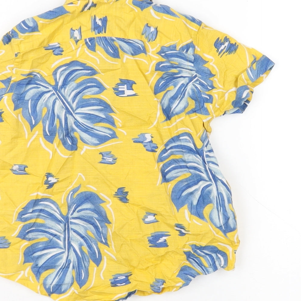 NEXT Boys Yellow Floral Cotton Basic Button-Up Size 3 Years Collared Button