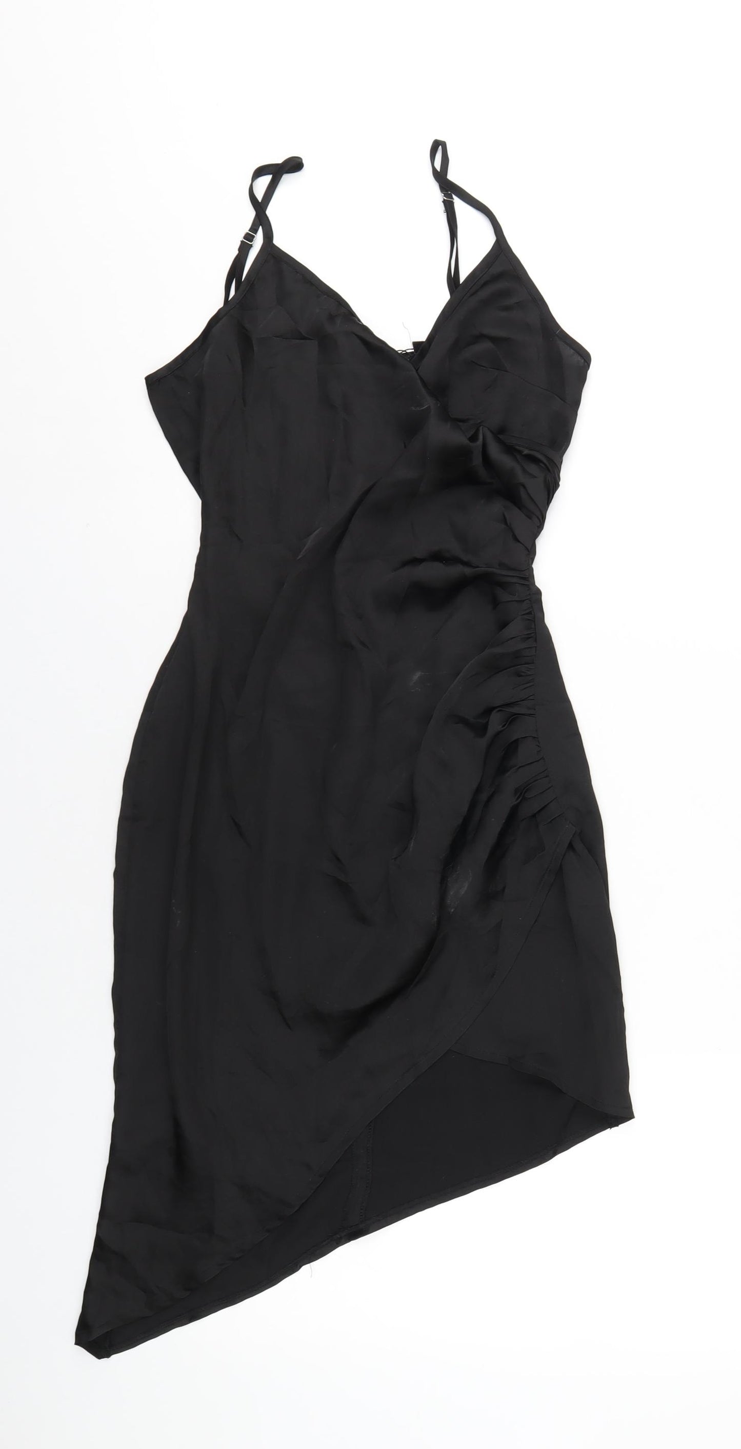 PRETTYLITTLETHING Womens Black Polyester Bodycon Size 6 V-Neck Zip