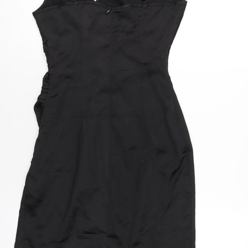 PRETTYLITTLETHING Womens Black Polyester Bodycon Size 6 V-Neck Zip