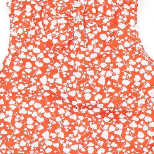 River Island Womens Red Geometric Polyester Basic T-Shirt Size 10 Round Neck