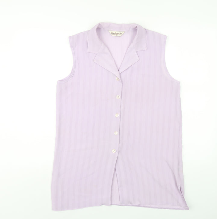 Bonmarché Womens Purple Polyester Basic Button-Up Size 14 Collared