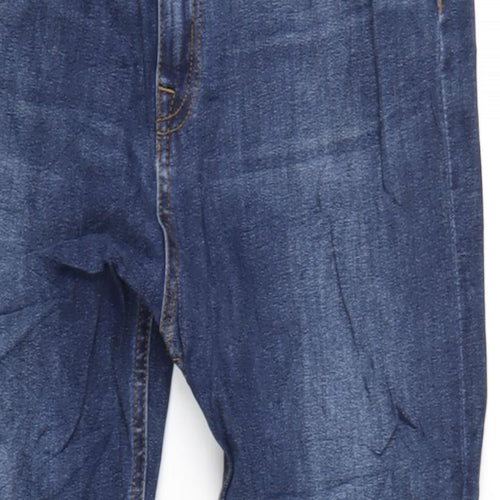 Marks and Spencer Womens Blue Cotton Straight Jeans Size 16 L27 in Regular Zip