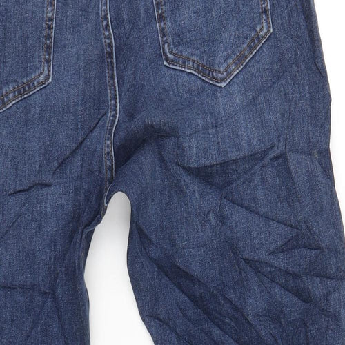 Marks and Spencer Womens Blue Cotton Straight Jeans Size 16 L27 in Regular Zip