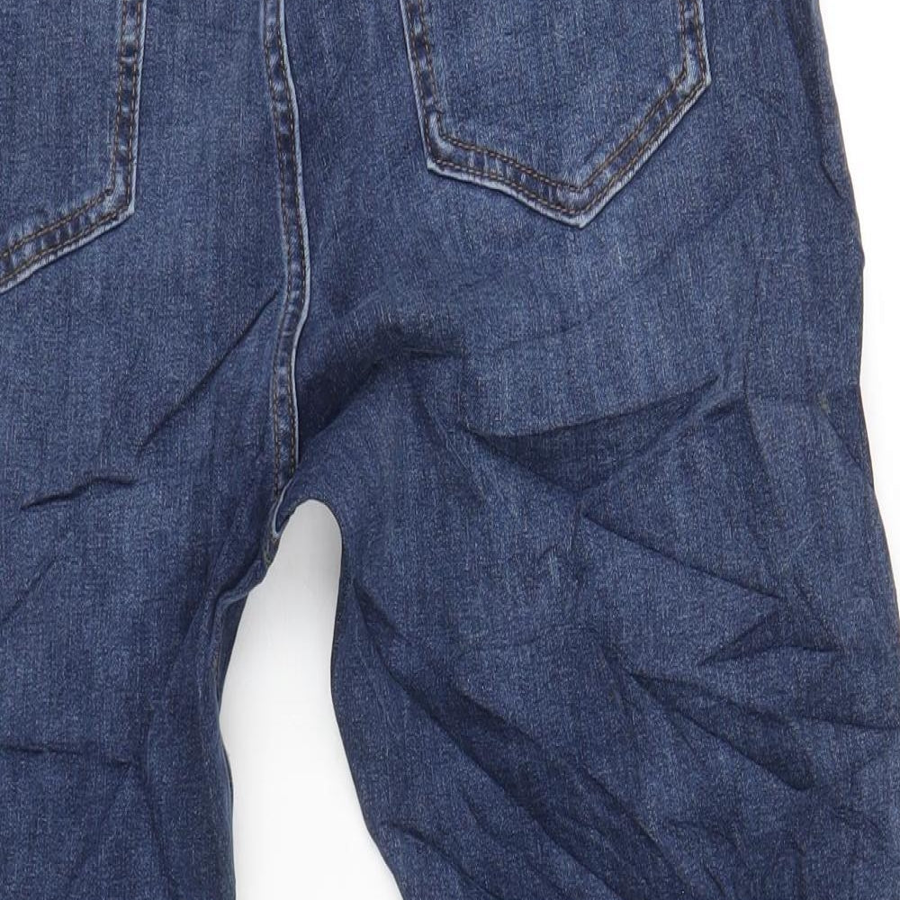 Marks and Spencer Womens Blue Cotton Straight Jeans Size 16 L27 in Regular Zip