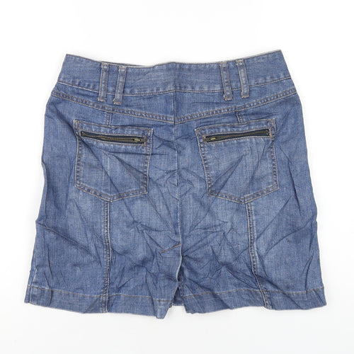 Marks and Spencer Womens Blue Cotton A-Line Skirt Size 10 Button