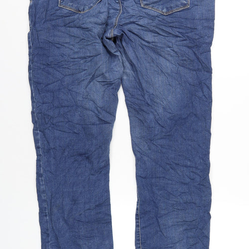 Marks and Spencer Womens Blue Cotton Straight Jeans Size 18 L32 in Regular Zip