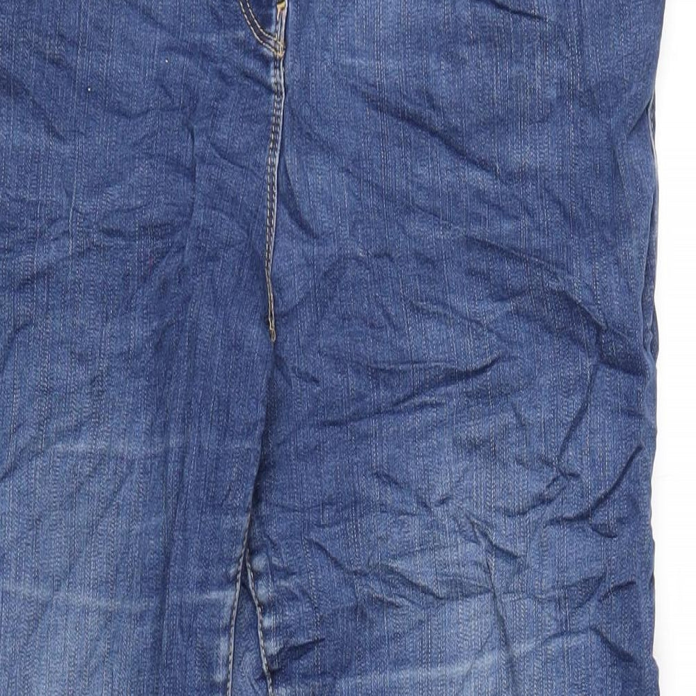 Marks and Spencer Womens Blue Cotton Straight Jeans Size 18 L32 in Regular Zip
