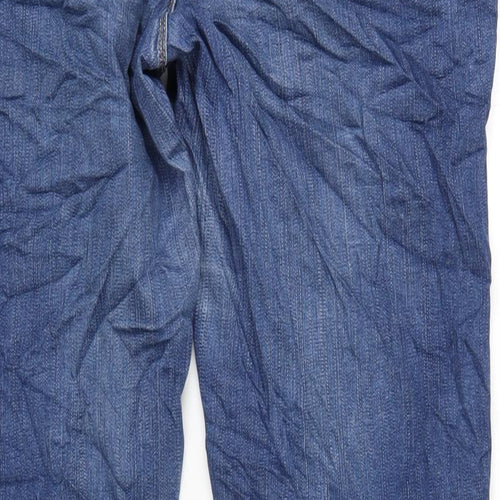 Marks and Spencer Womens Blue Cotton Straight Jeans Size 18 L32 in Regular Zip