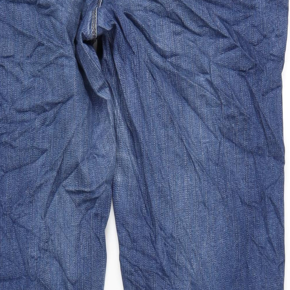 Marks and Spencer Womens Blue Cotton Straight Jeans Size 18 L32 in Regular Zip