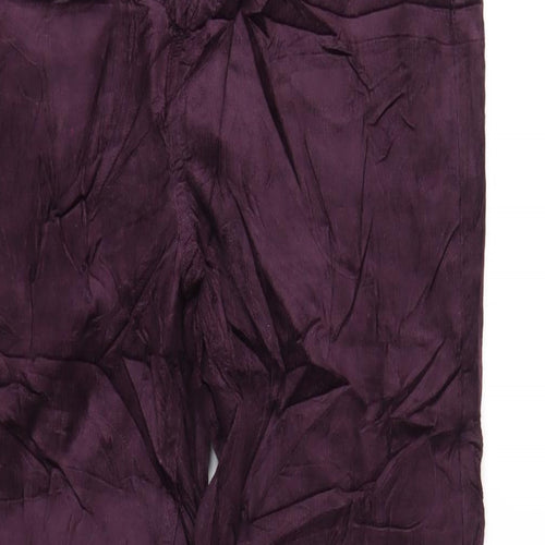Marks and Spencer Womens Purple Cotton Trousers Size 14 L30 in Regular Zip