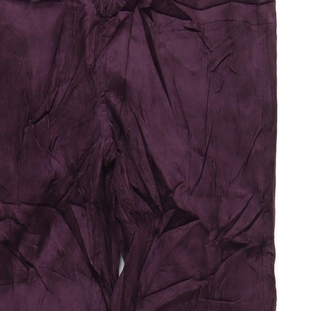 Marks and Spencer Womens Purple Cotton Trousers Size 14 L30 in Regular Zip
