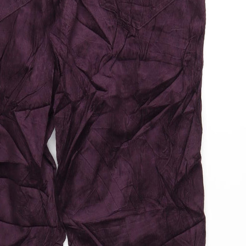 Marks and Spencer Womens Purple Cotton Trousers Size 14 L30 in Regular Zip