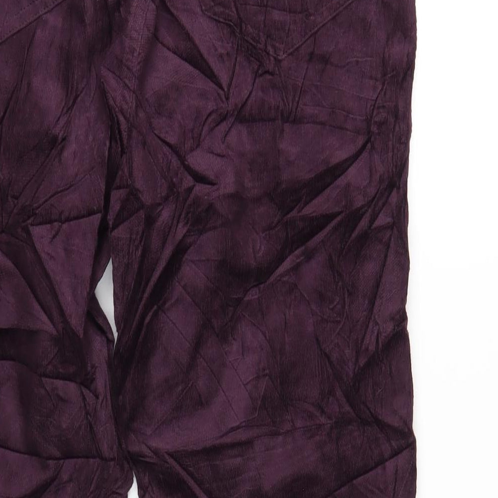 Marks and Spencer Womens Purple Cotton Trousers Size 14 L30 in Regular Zip