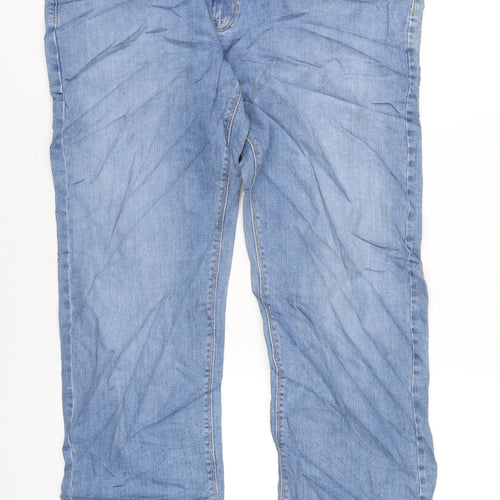 Marks and Spencer Mens Blue Cotton Straight Jeans Size 38 in L33 in Regular Zip