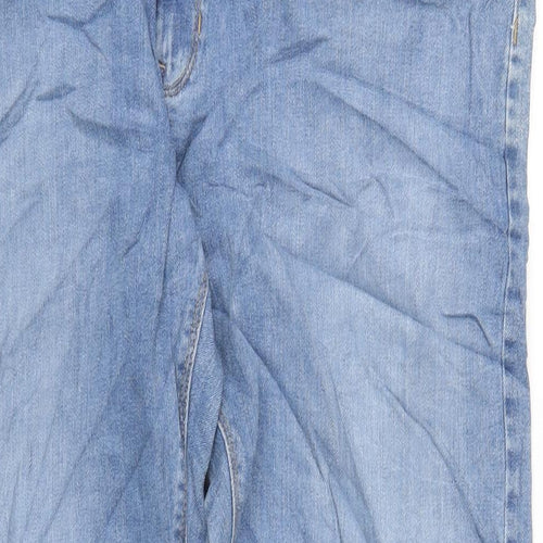 Marks and Spencer Mens Blue Cotton Straight Jeans Size 38 in L33 in Regular Zip