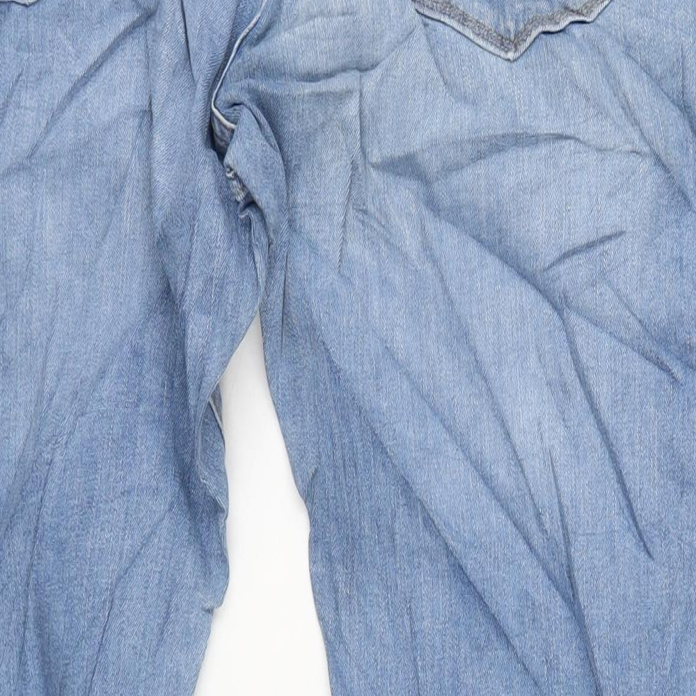 Marks and Spencer Mens Blue Cotton Straight Jeans Size 38 in L33 in Regular Zip