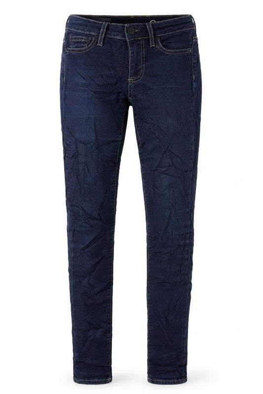 Front view of Gap women’s blue cotton skinny jeans, size S, 31-inch leg regular zip