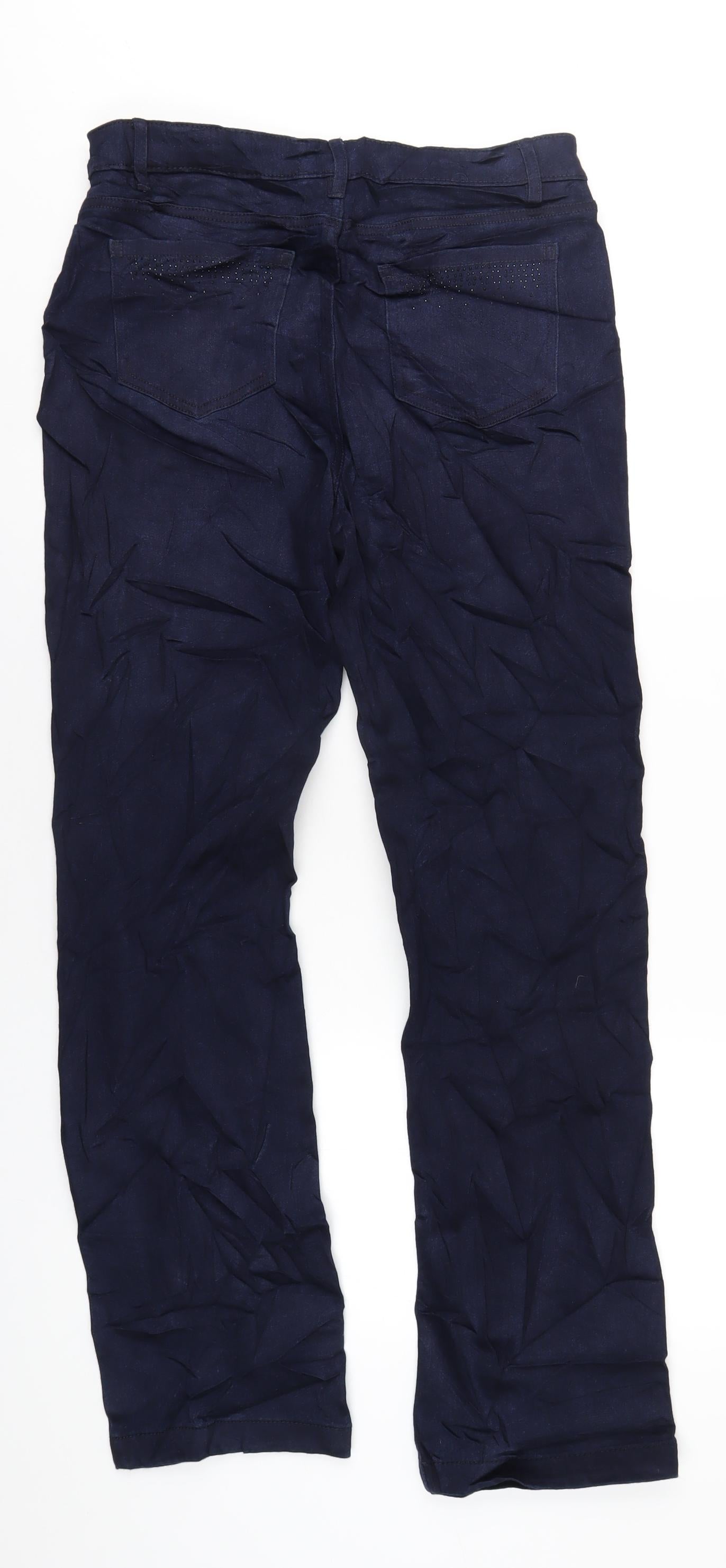 Marks and Spencer Womens Blue Cotton Skinny Jeans Size 12 L32 in Regular Zip