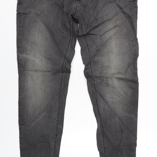 Marks and Spencer Mens Grey Cotton Skinny Jeans Size 34 in L33 in Regular Zip