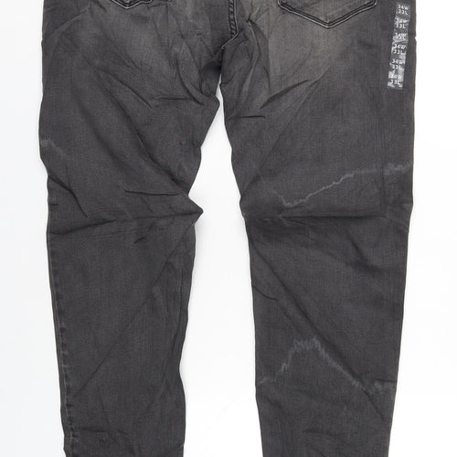 Marks and Spencer Mens Grey Cotton Skinny Jeans Size 34 in L33 in Regular Zip