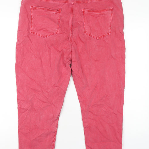 Marks and Spencer Womens Pink Cotton Cropped Jeans Size 20 L22 in Regular Zip